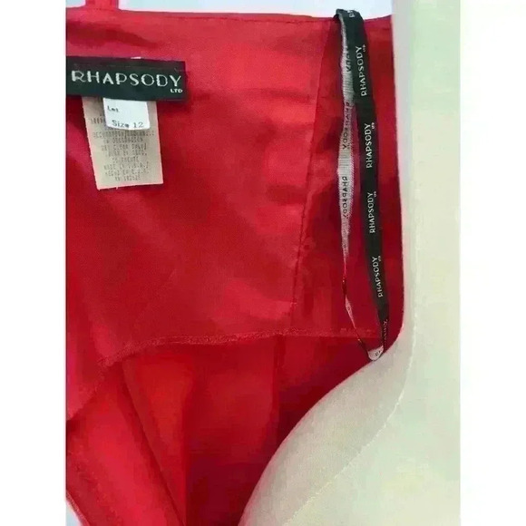 Vintage 90s Rhapsody Red Satin Maxi Dress Gown Size 12 Minimalist Prom HoCo - Picture 11 of 14